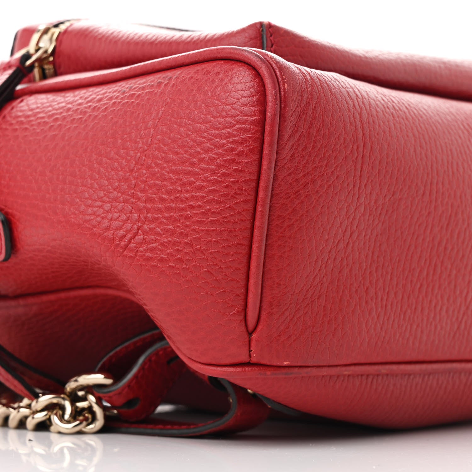 Gucci Pebbled Calfskin Soho Chain Backpack Hibiscus Red 9 of 11