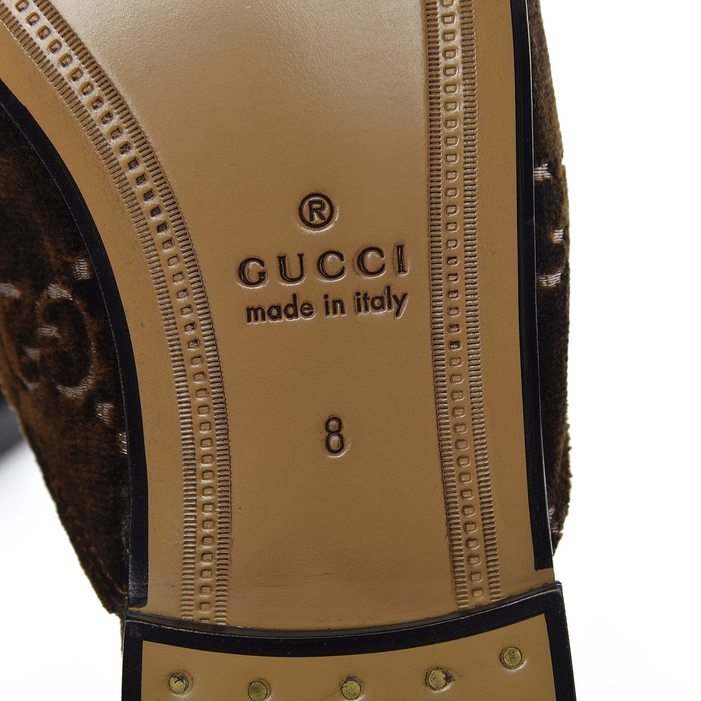 Velvet GG Monogram Mens Princetown Slippers 8 Brown