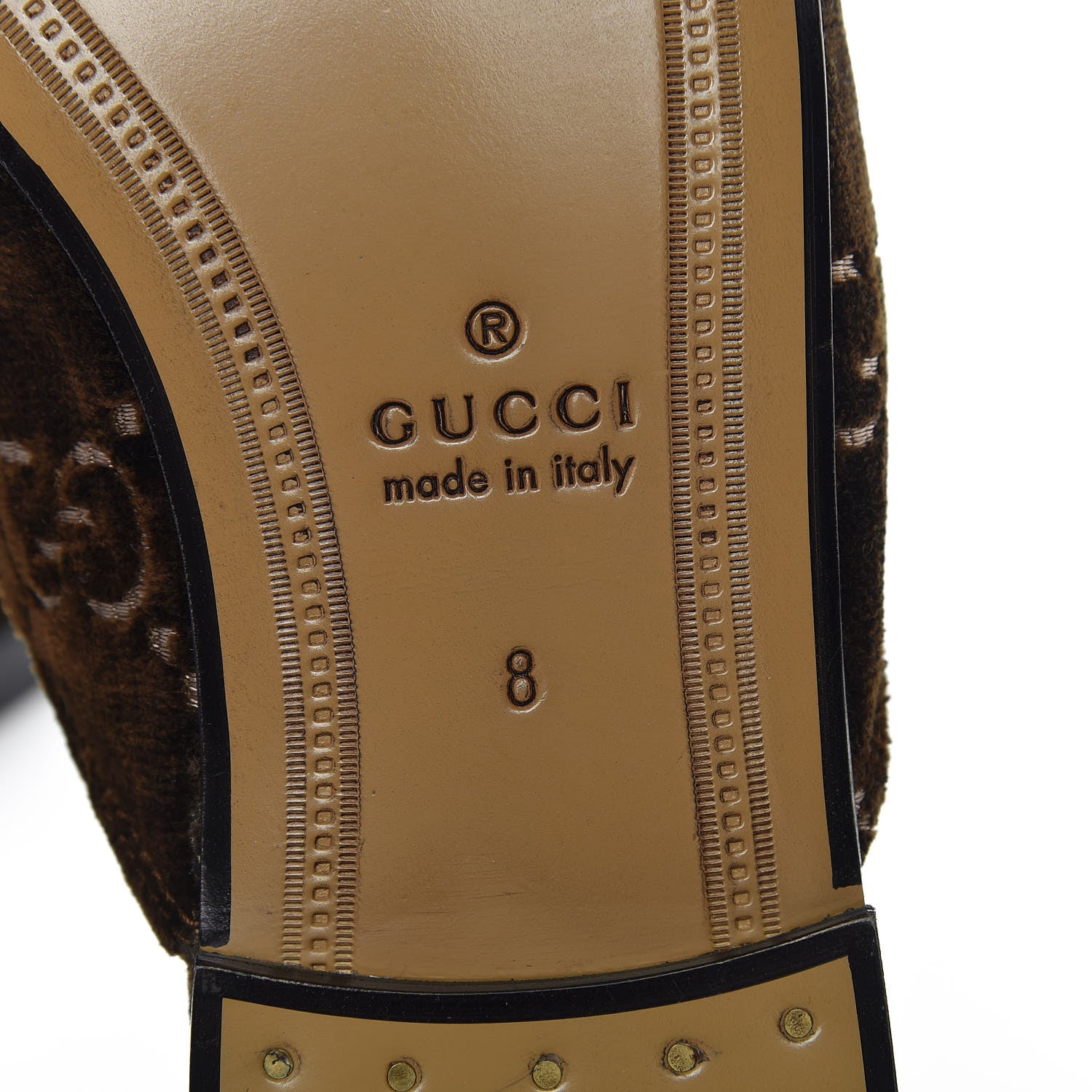 Gucci Velvet GG Monogram Mens Princetown Slippers 8 Brown 6 of 9