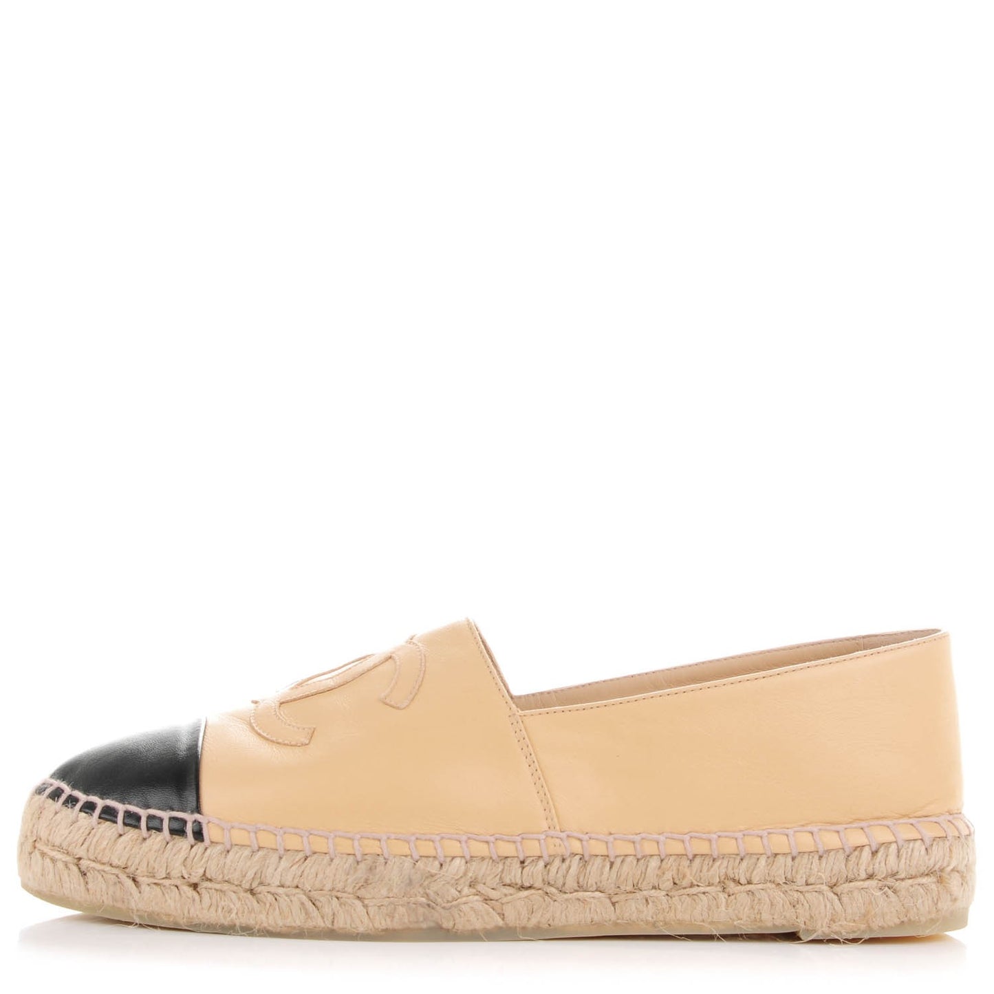 Lambskin CC Espadrilles 40 Beige Black