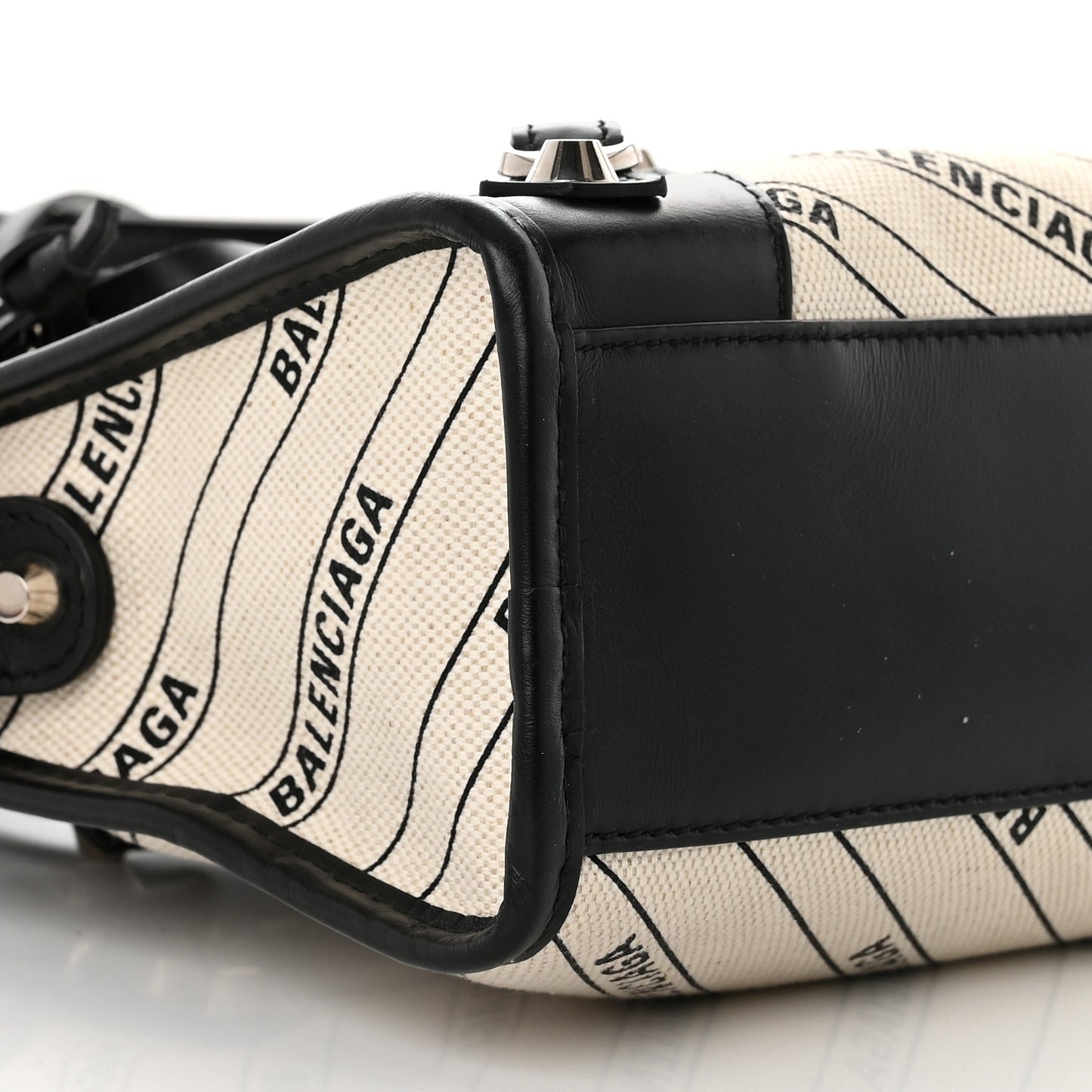 Canvas Satin Calfskin Diagonal Allover Logo Print Classic Silver Hardware Mini City Natural Black