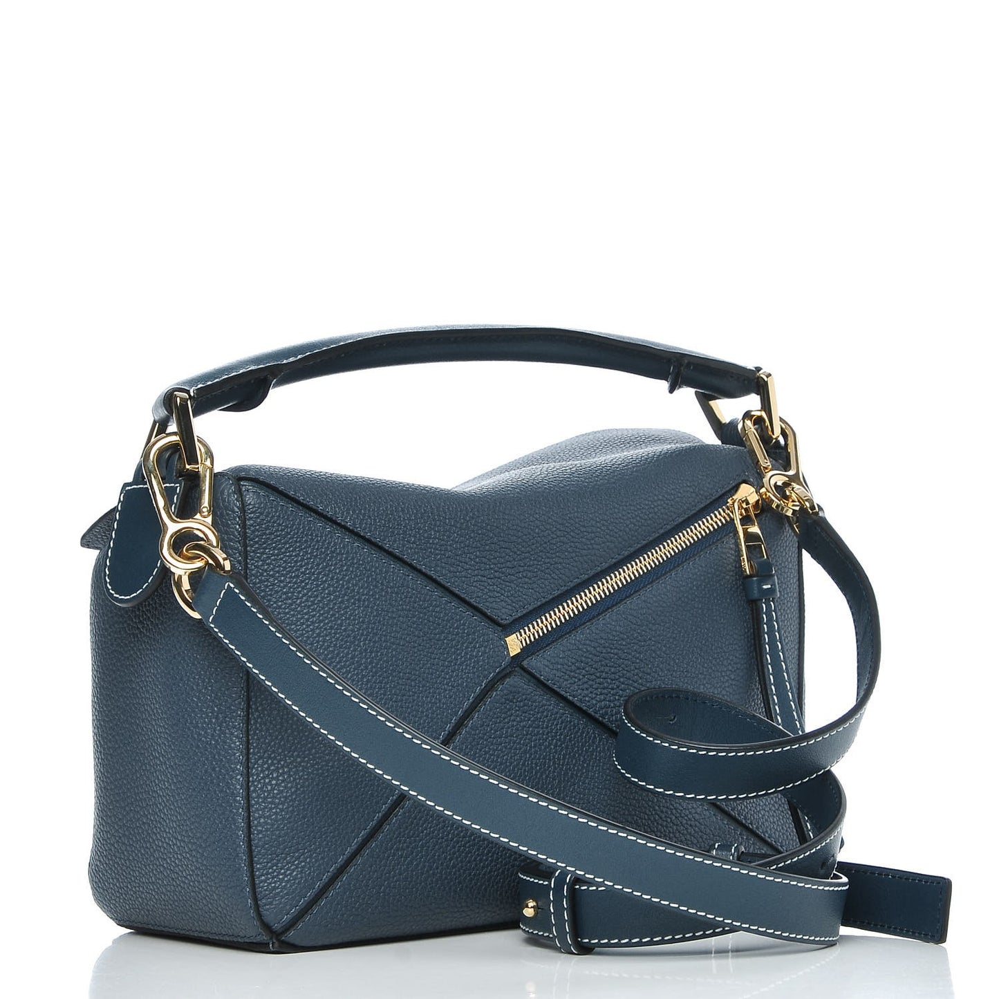 Grained Calfskin Small Puzzle Shoulder Bag Dark Blue
