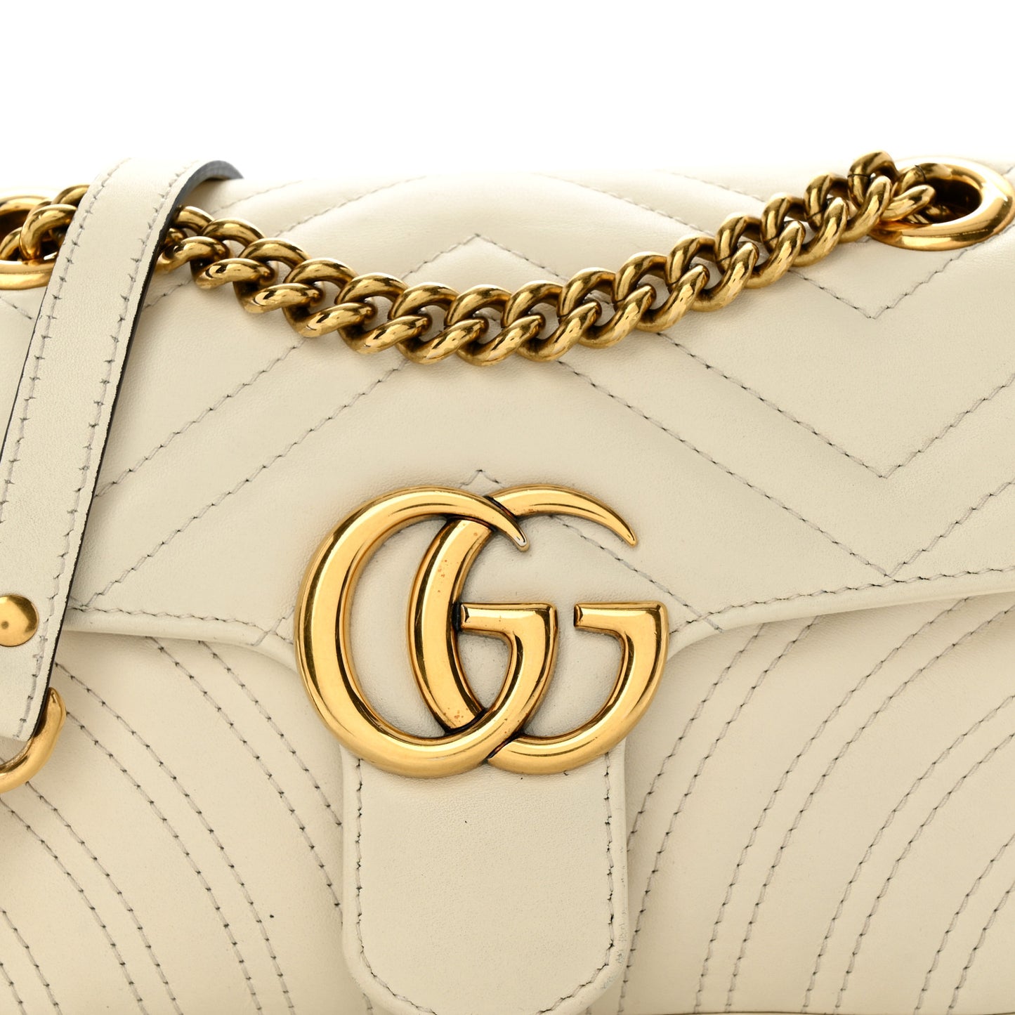 Calfskin Matelasse Mini GG Marmont Shoulder Bag White