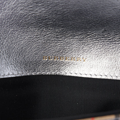 Burberry Canvas Smooth Calfskin 1983 Knight Check Envelope Clutch Silver 6 of 7