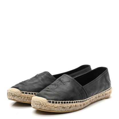 Saint Laurent Lambskin Monogram Espadrilles 37 Black 3 of 8