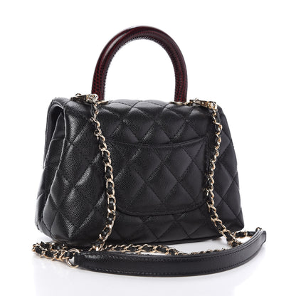 Chanel Caviar Lizard Embossed Quilted Extra Mini Coco Handle Flap Black 3 of 12