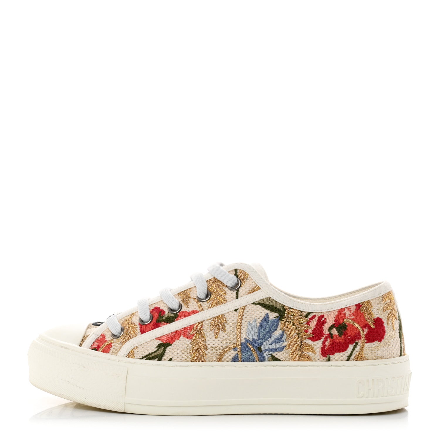 Christian Dior Canvas Floral Embroidered Womens Walk'N'Dior Low Top Sneakers 35.5 Multicolor 1 of 9