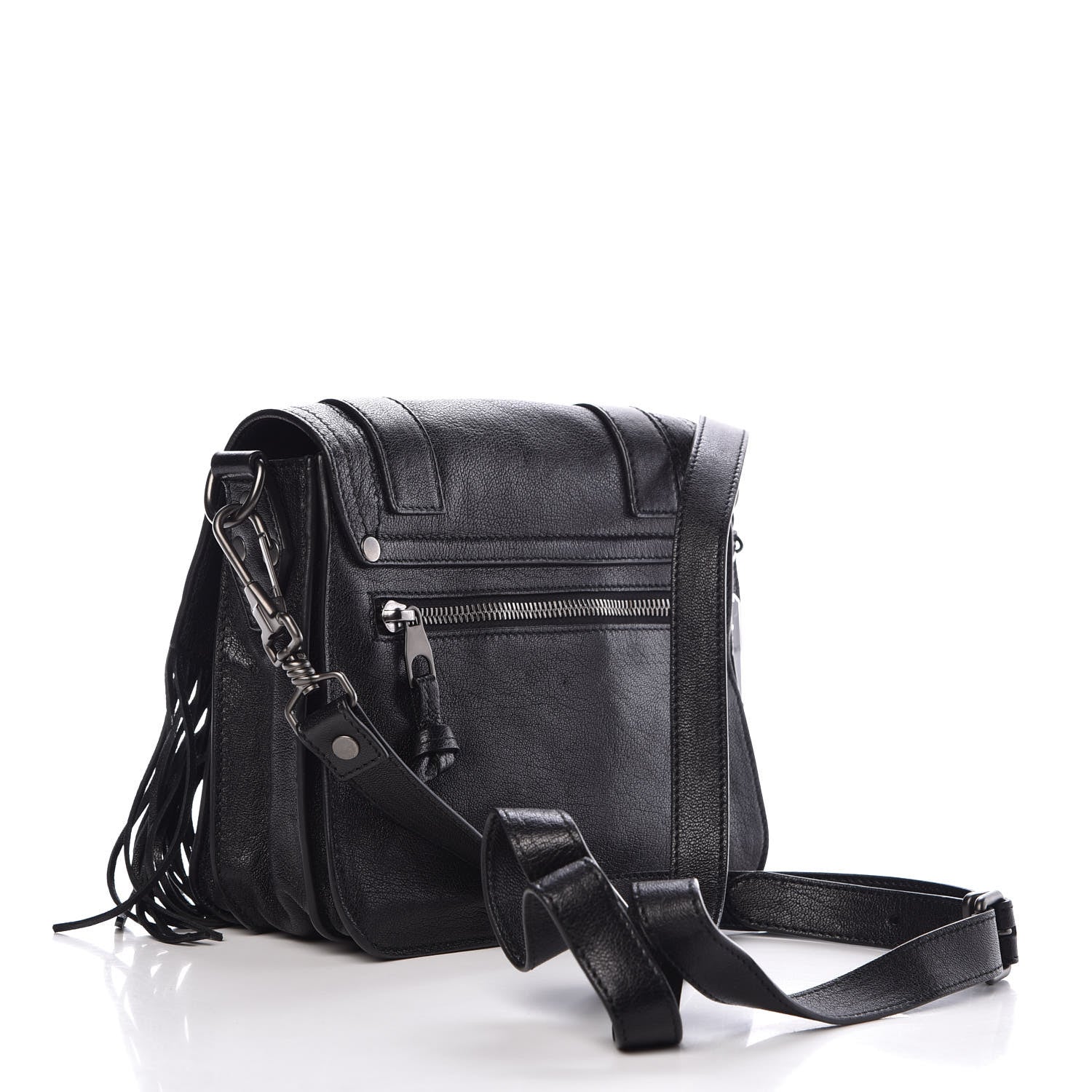 Proenza Schouler Lambskin Fringe PS1 Crossbody Pouch Black 3 of 8