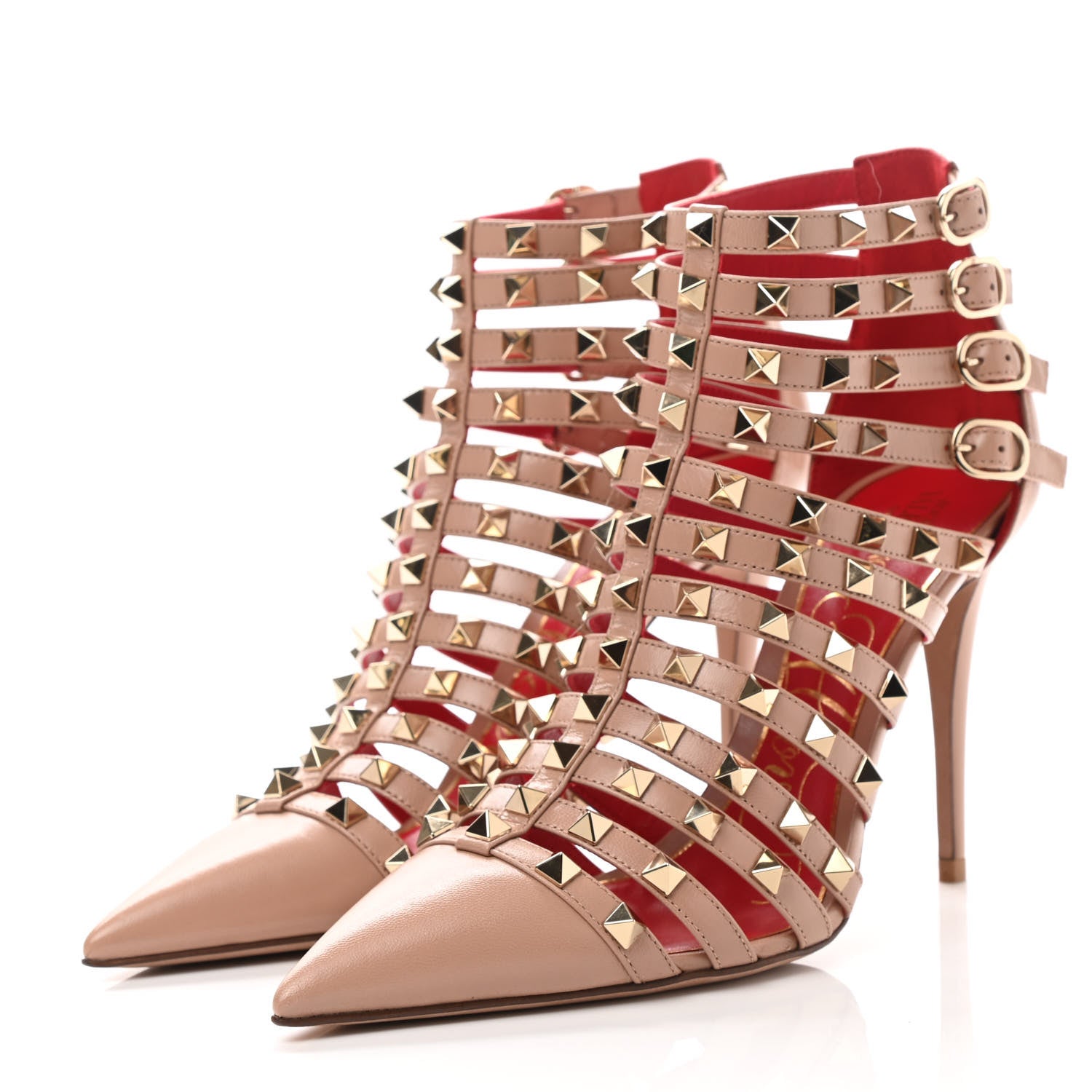 Valentino Garavani Kidskin Rockstud Alcove Cage 100mm Booties 38 Rose Cannelle 3 of 8