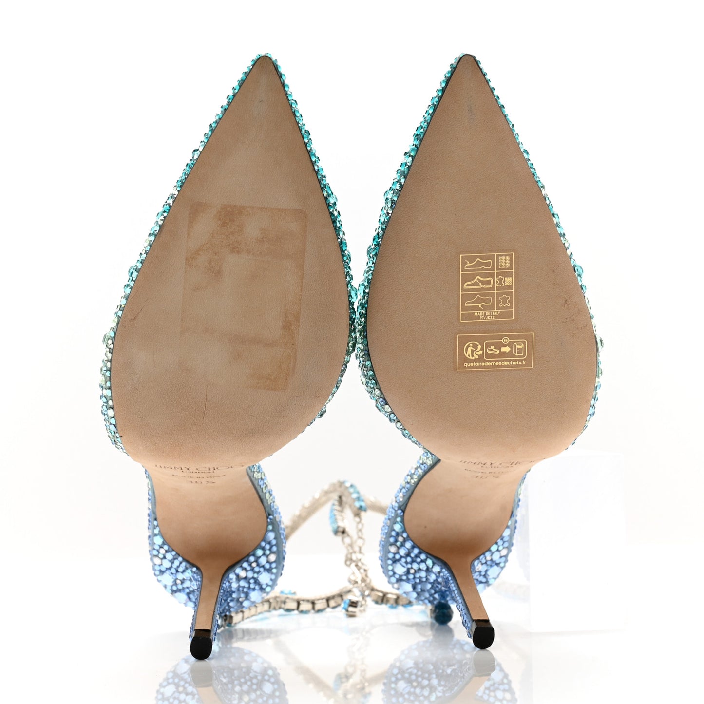 Satin Crystal Saeda 100 Pumps 36.5 Turquoise