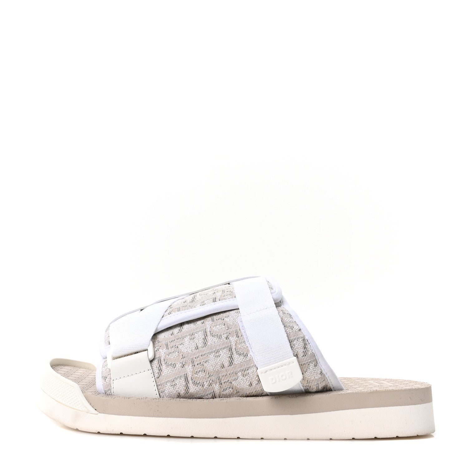 Christian Dior Oblique Jacquard Mens Alpha Sandals 44 White Beige