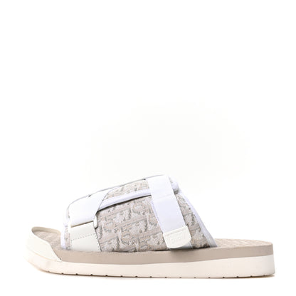 Christian Dior Oblique Jacquard Mens Alpha Sandals 44 White Beige 1 of 8