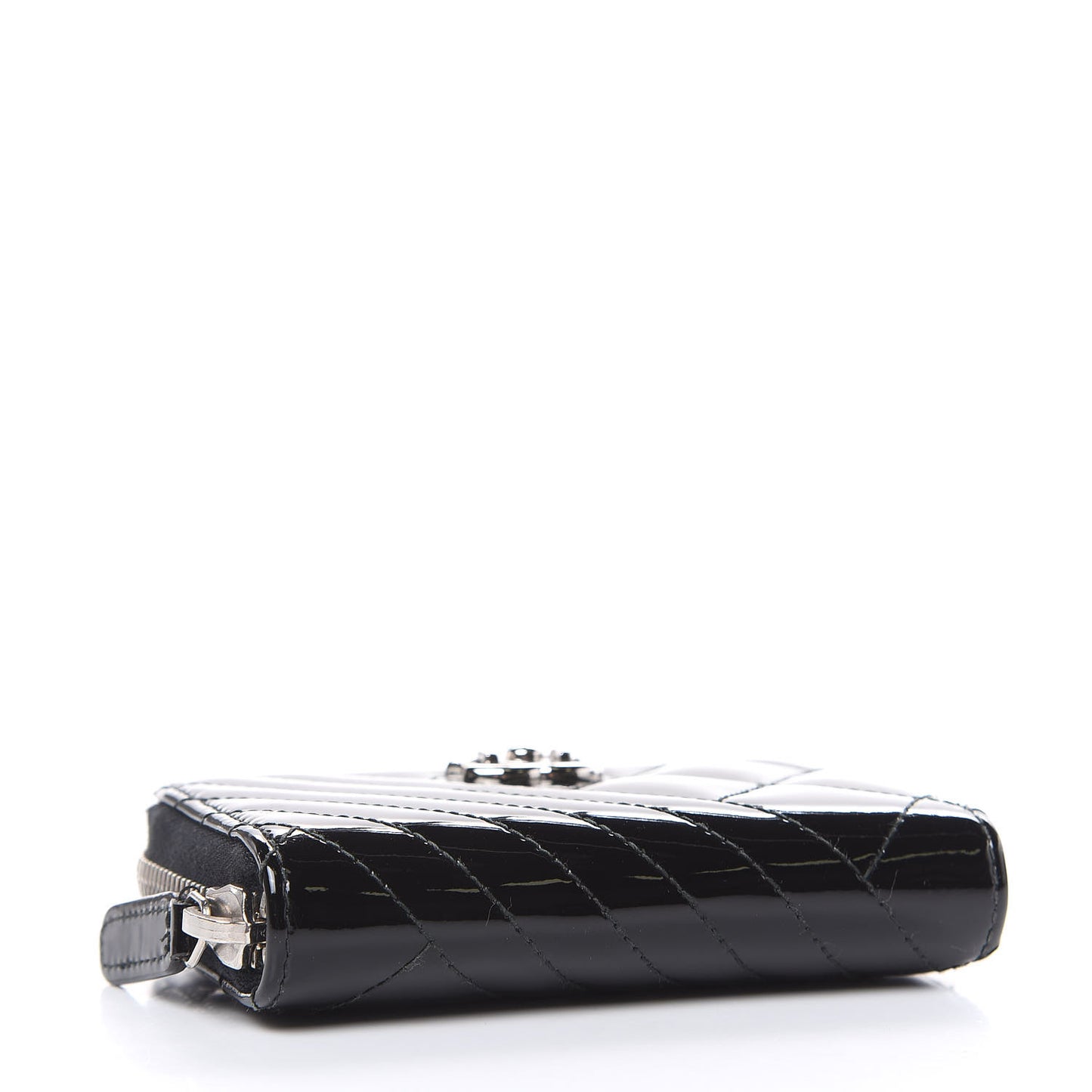 Patent Quilted Coco Boy Zip Coin Purse Black