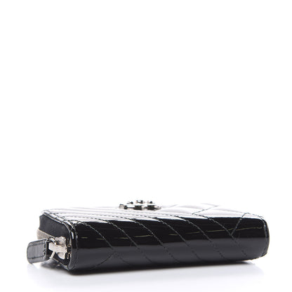 Chanel Patent Quilted Coco Boy Zip Coin Purse Black 4 of 8