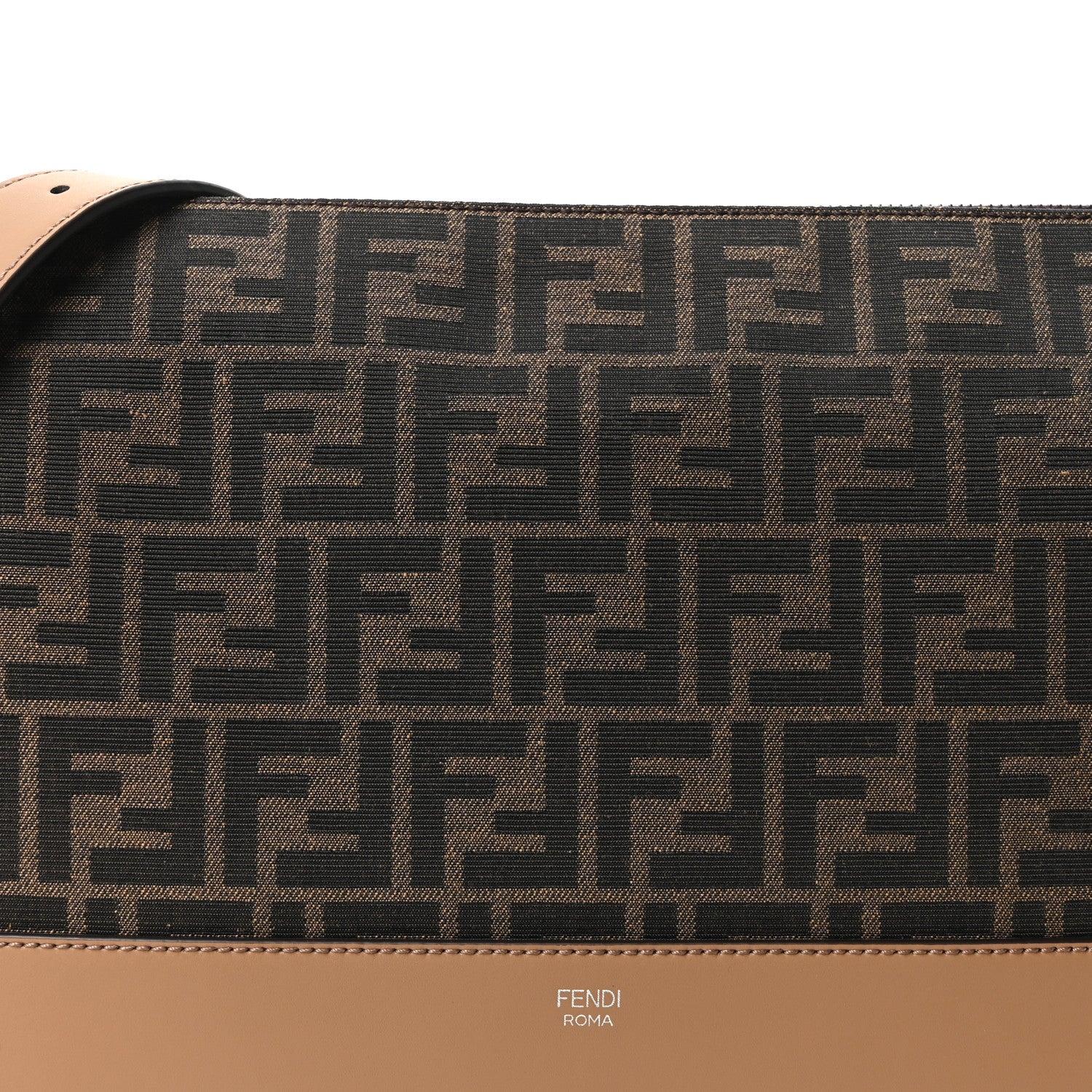 Fendi Vitello King Fabric Jacquard FF 1974 Messenger Tobacco Moro Sand 8 of 10
