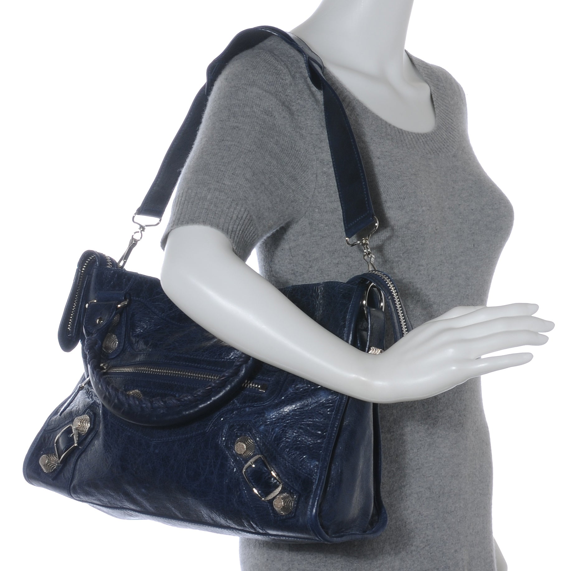 Balenciaga Agneau Giant 21 Silver Hardware City Bleu Marine 2 of 7