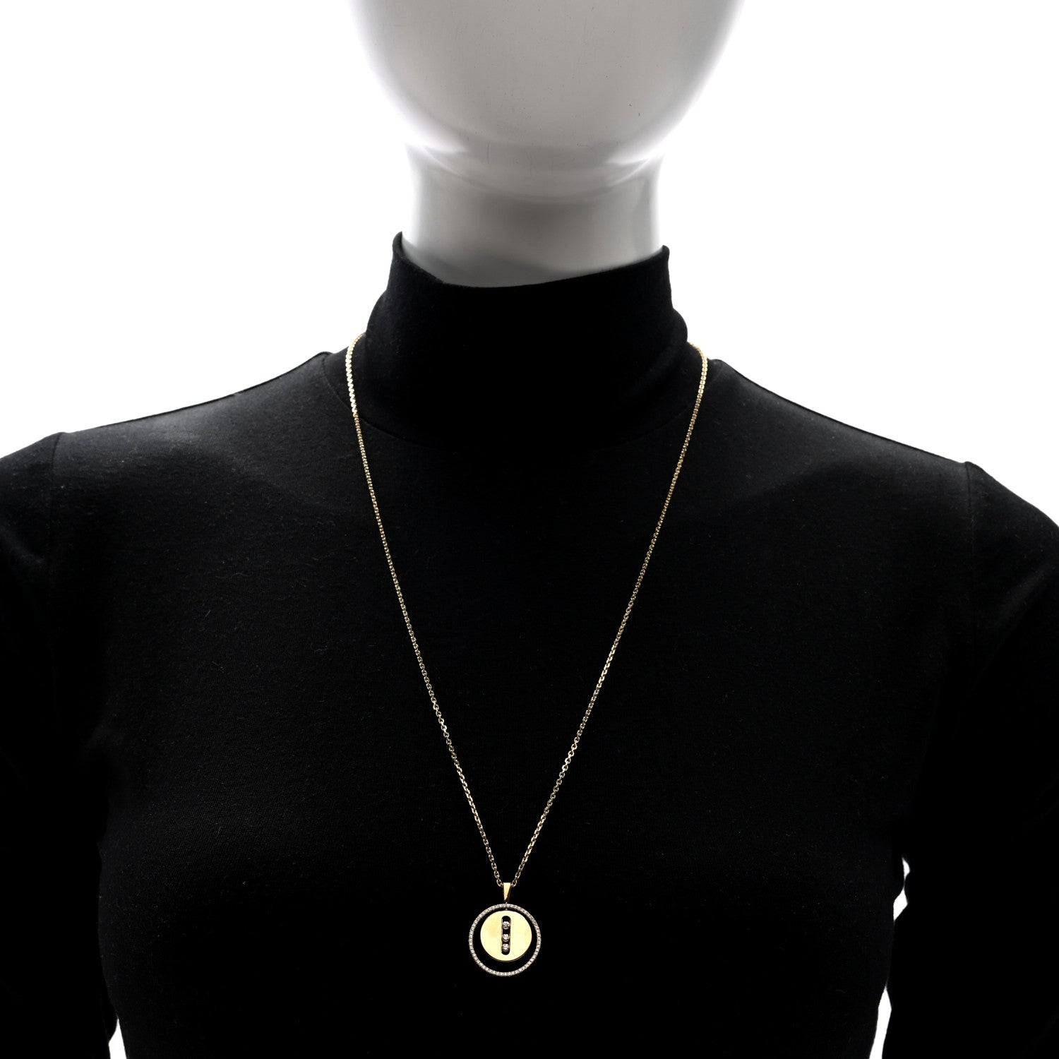 Messika 18K Yellow Gold Diamond Medium Lucky Move Pendant Necklace 2 of 5
