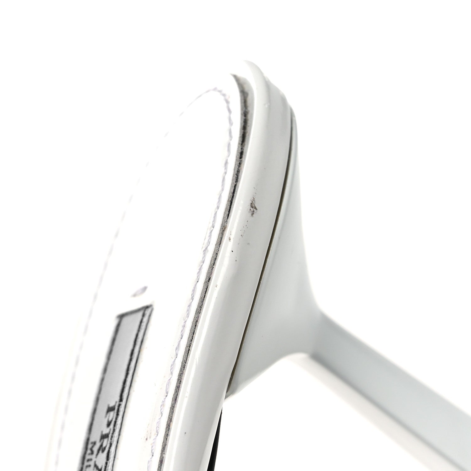 Prada Spazzolato Triangle Logo Pointed Toe 75mm Slingback Pumps 38 White 12 of 13