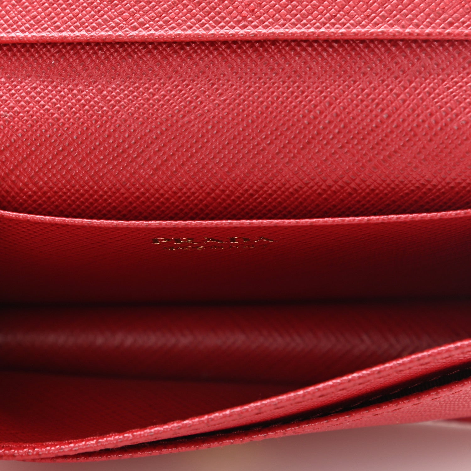 Prada Saffiano Metal Bi-Fold Card Holder Wallet Fuoco 5 of 9