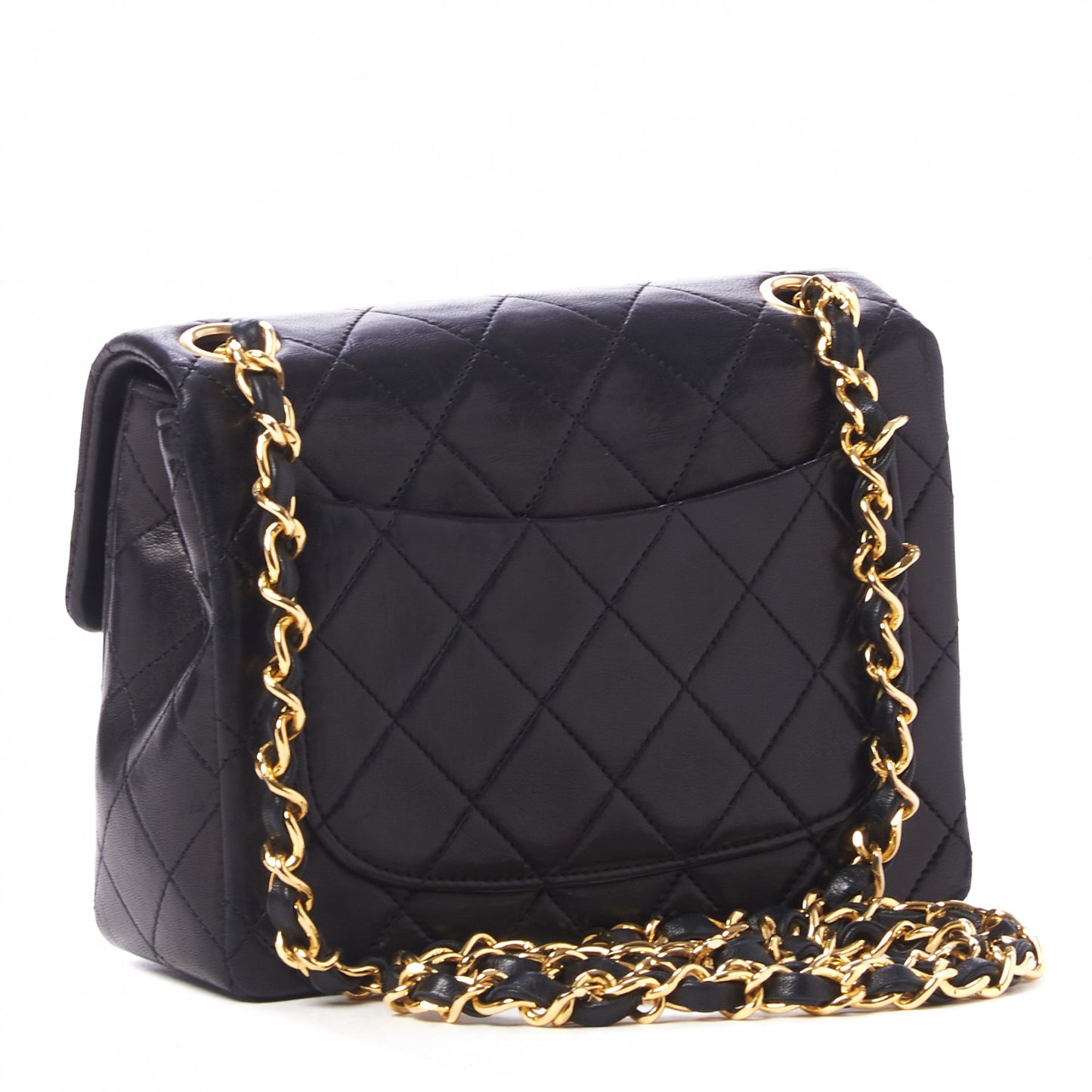 Lambskin Quilted Mini Square Flap Bag Black