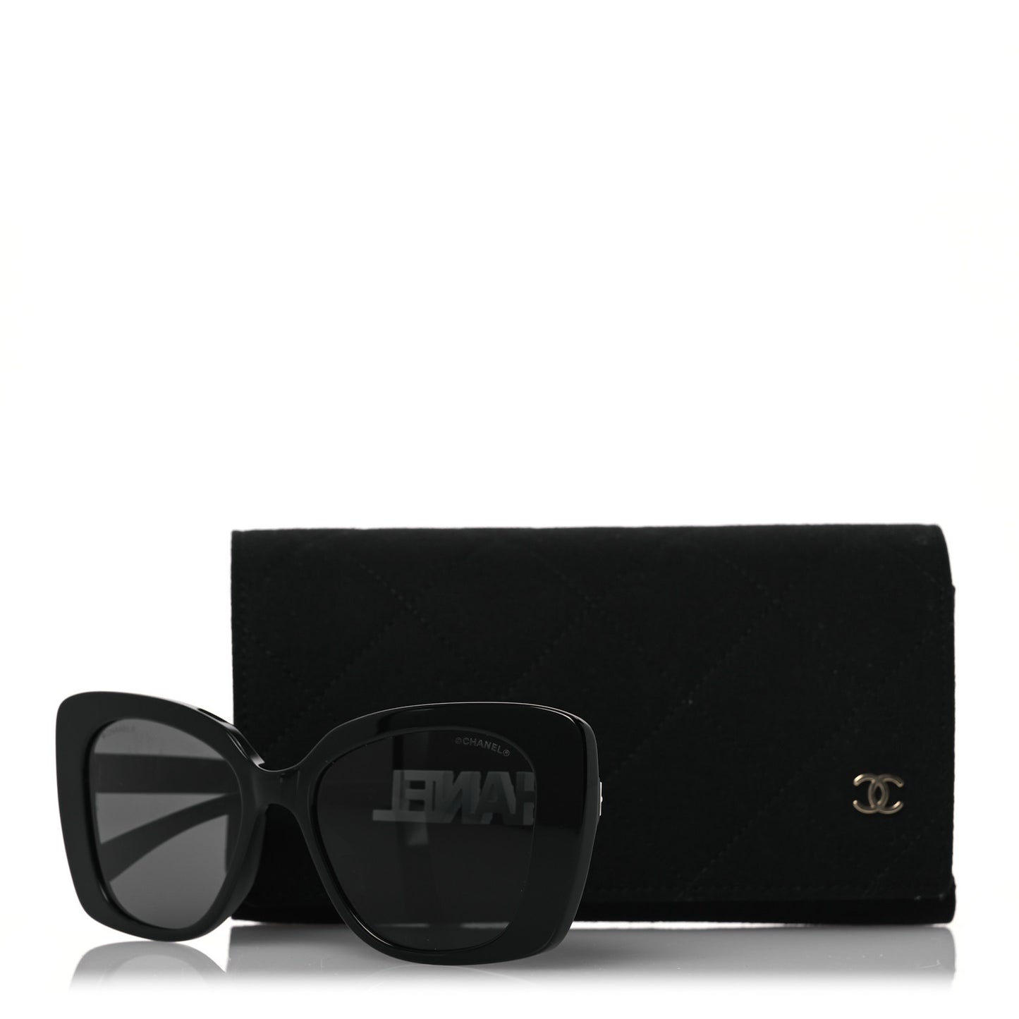 Acetate Strass Square Sunglasses 5422-B-A Black White