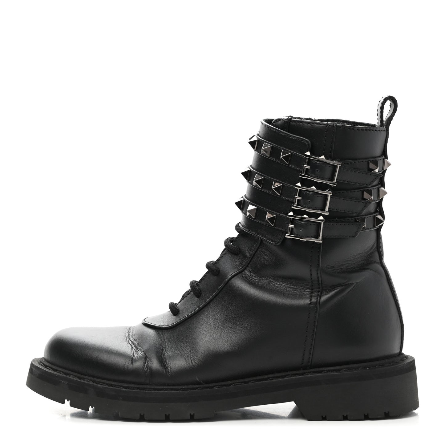 Calfskin Rockstud 20mm Combat Boots 36 Black