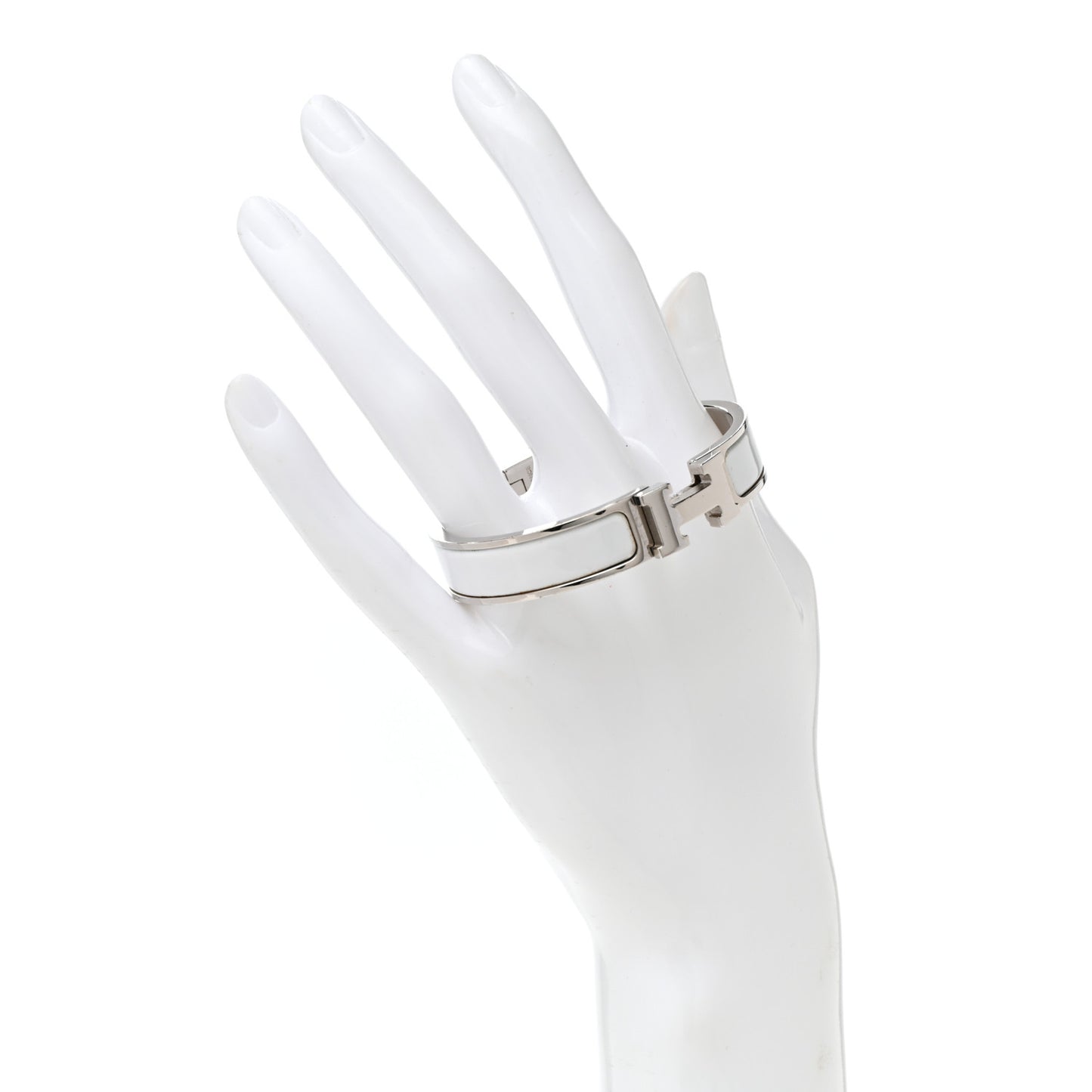 Enamel Narrow Clic Clac H Bracelet PM White
