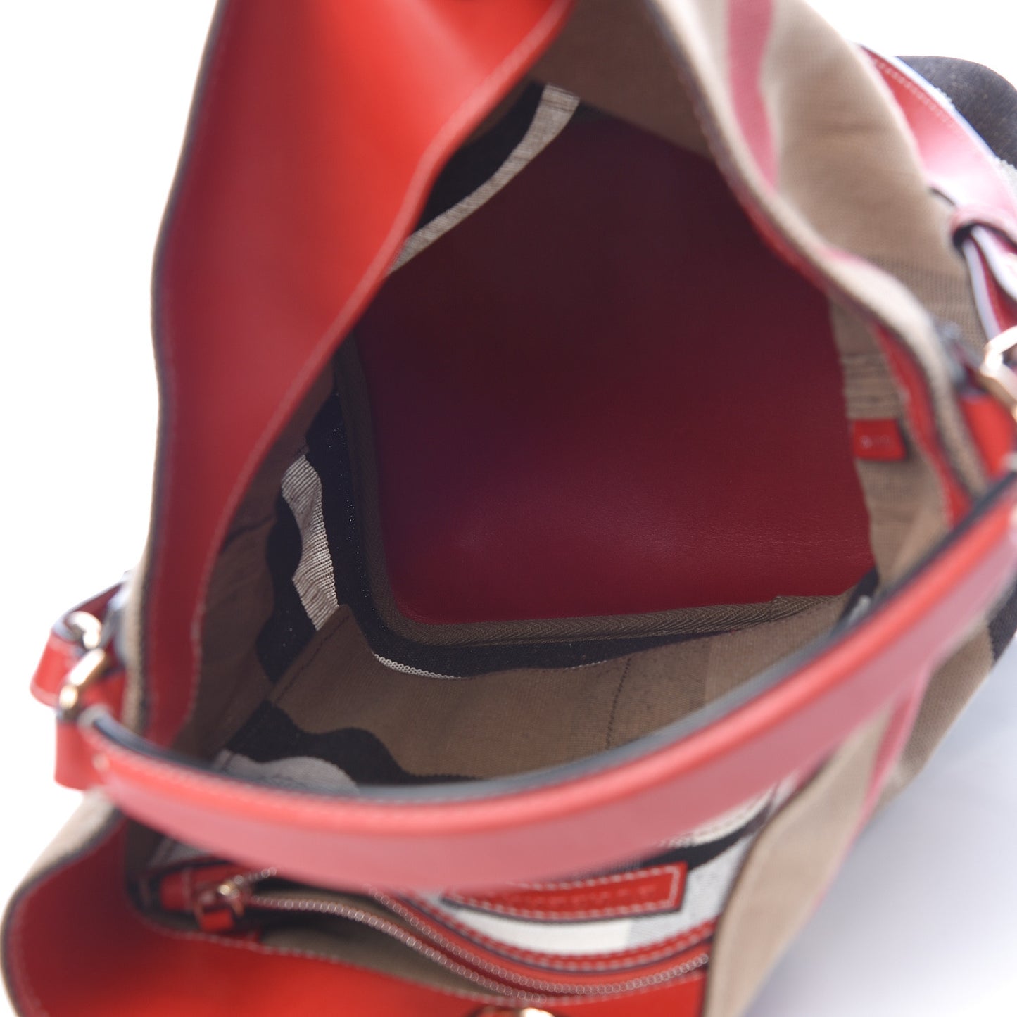 Canvas Mega Check Medium Ashby Hobo Cadmium Red