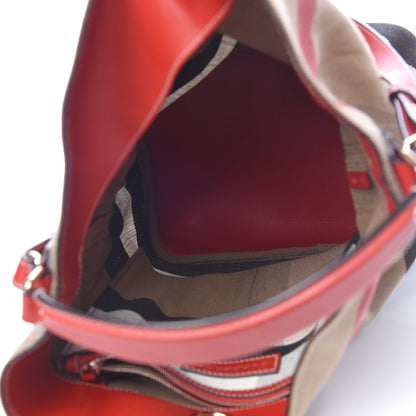 Burberry Canvas Mega Check Medium Ashby Hobo Cadmium Red 6 of 13