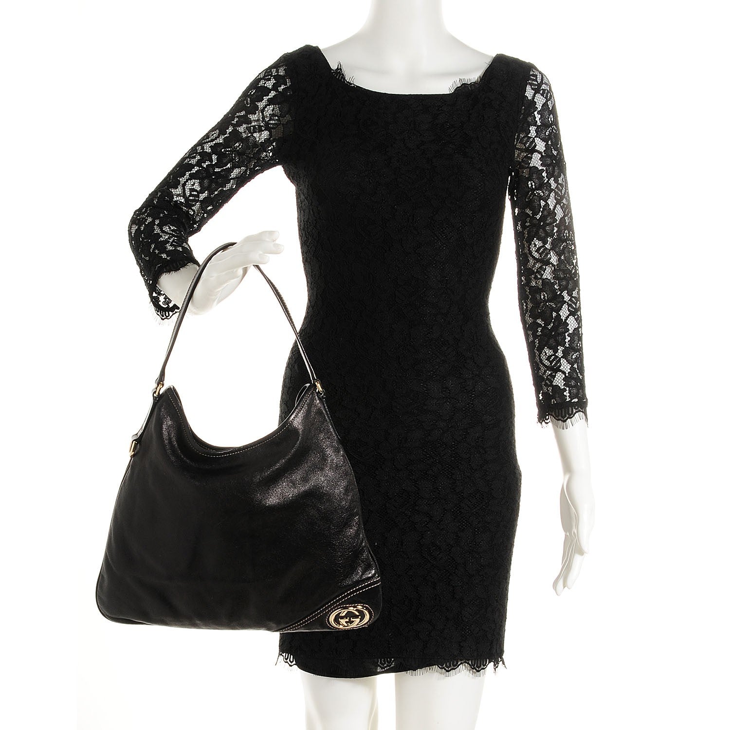 Gucci Leather Medium New Britt Hobo Black 2 of 9