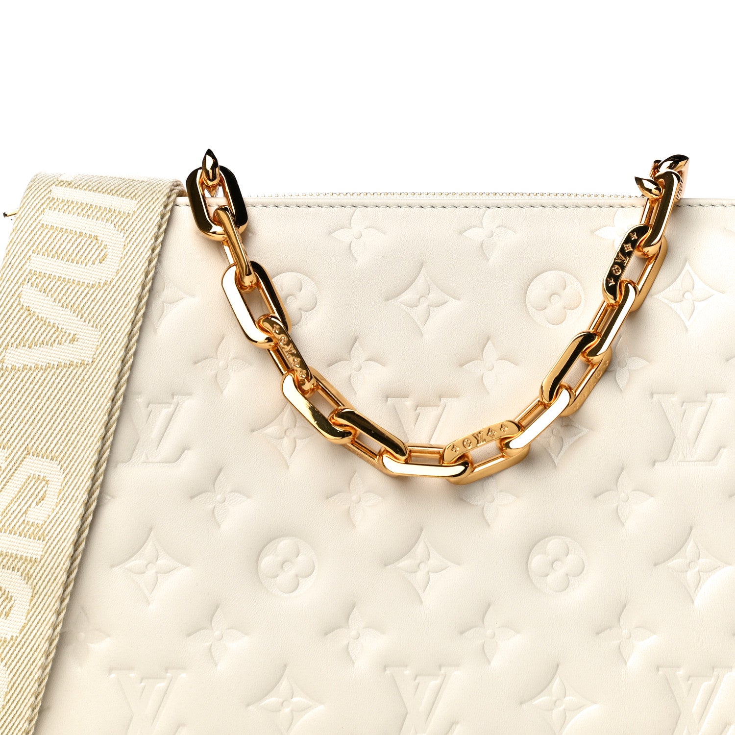 Louis Vuitton Lambskin Embossed Monogram Coussin PM Beige Cream 7 of 10