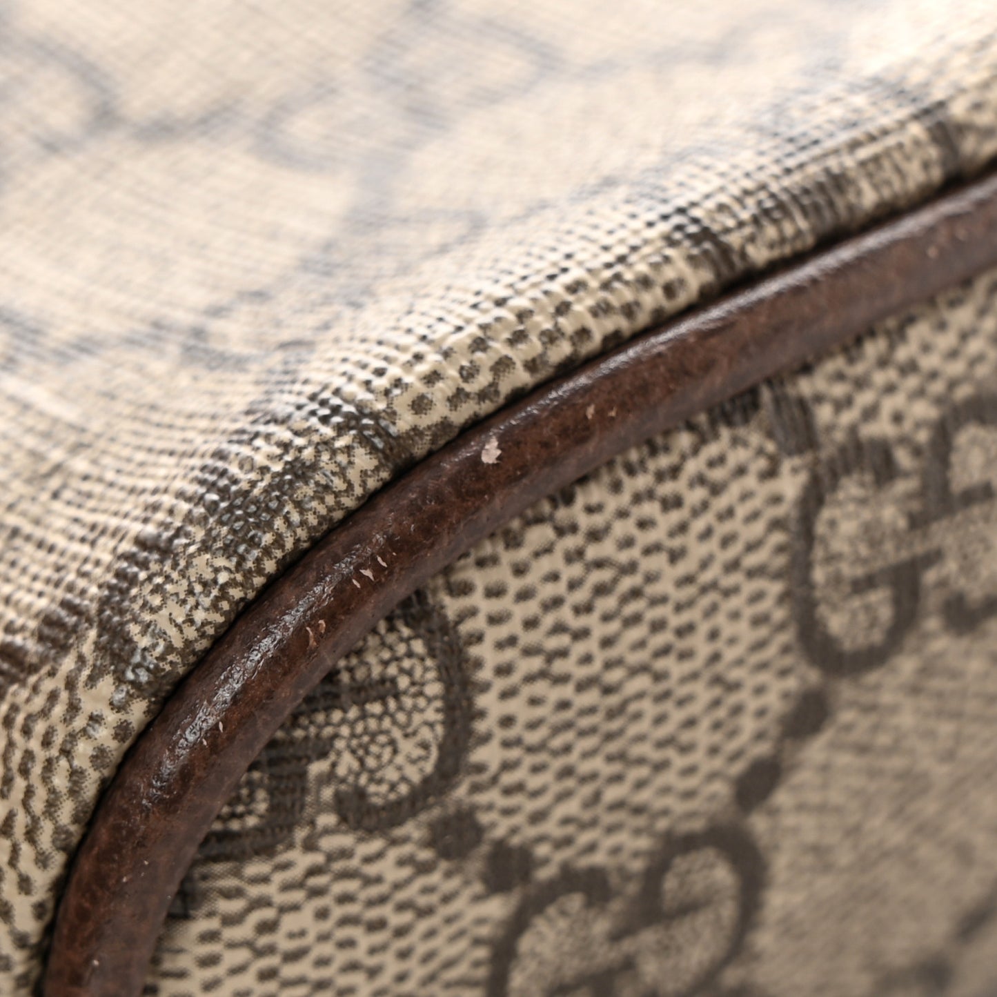 GG Supreme Monogram Textured Calfskin Web Medium Ophidia Cosmetic Case Beige Ebony New Acero