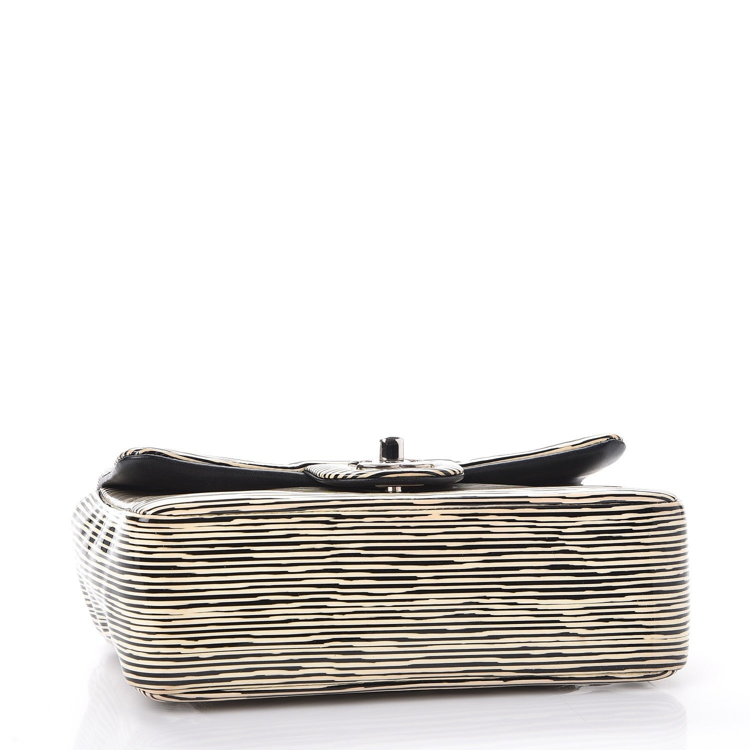 Chanel Patent Calfskin Striped Mini Rectangular Flap Black 4 of 12