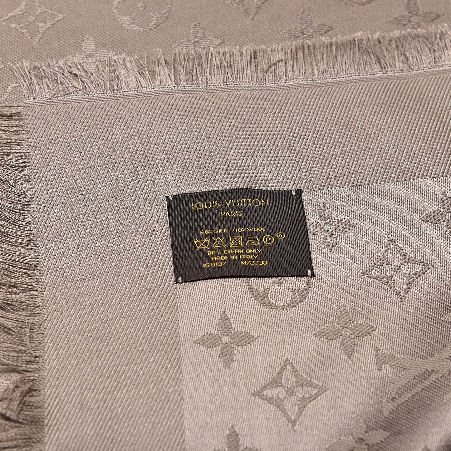 Silk Wool Monogram Shawl Beige