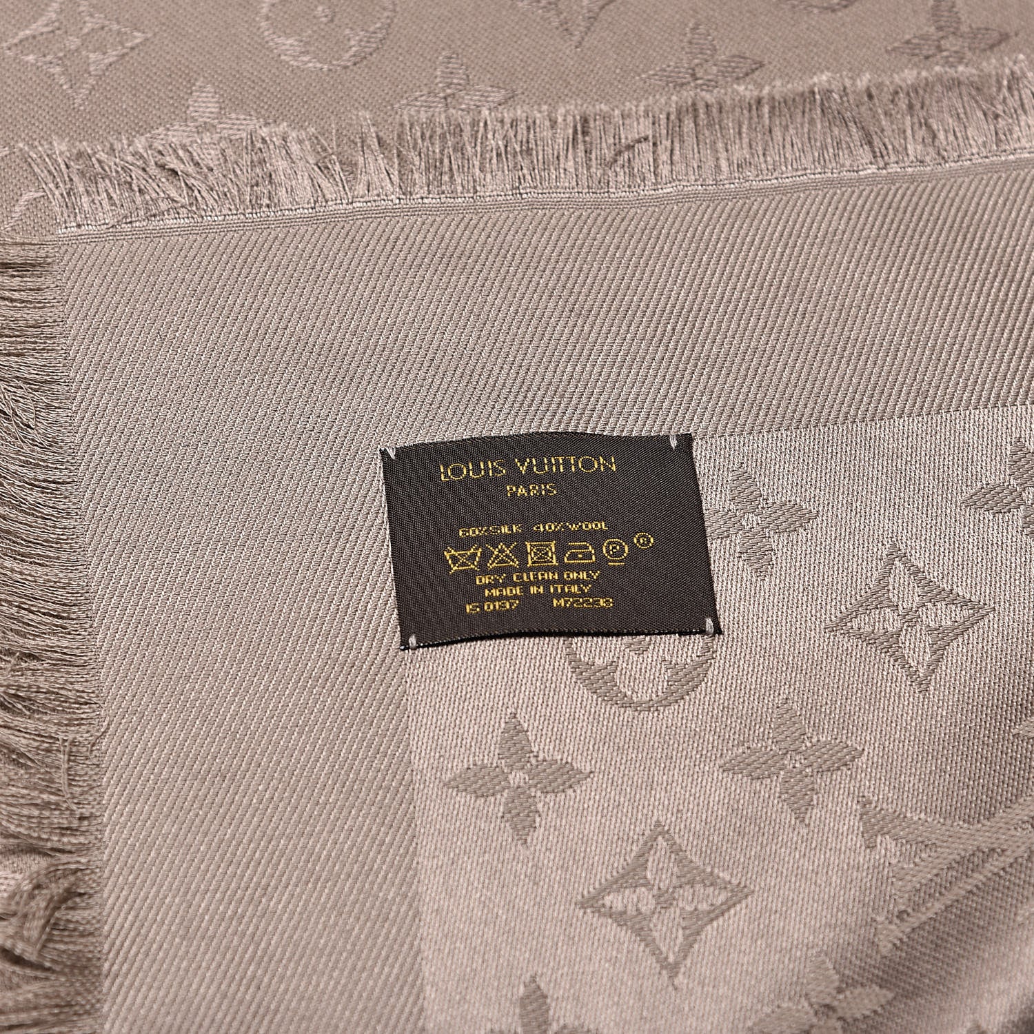 Louis Vuitton Silk Wool Monogram Shawl Beige 4 of 4