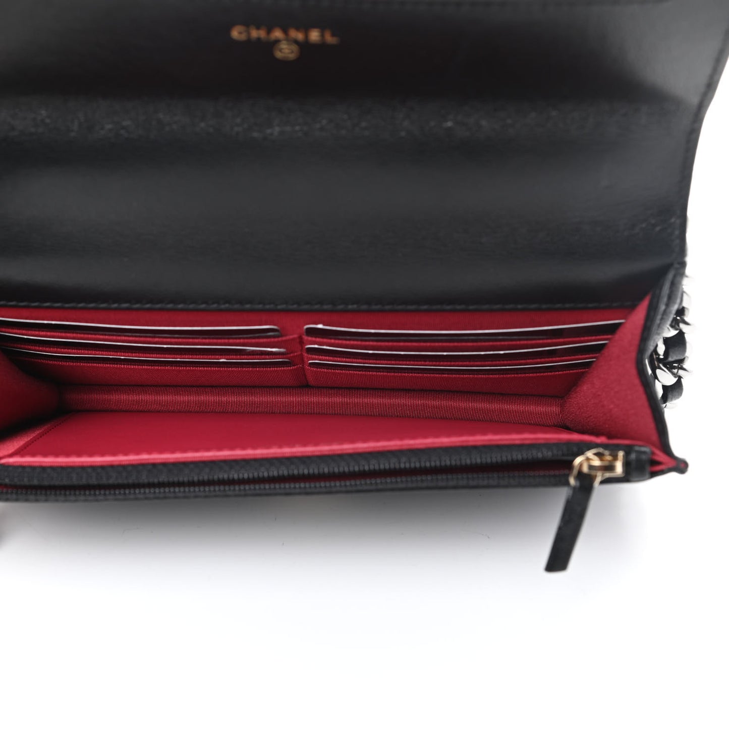 Shiny Goatskin Quilted Chanel 19 Wallet On Chain WOC Black