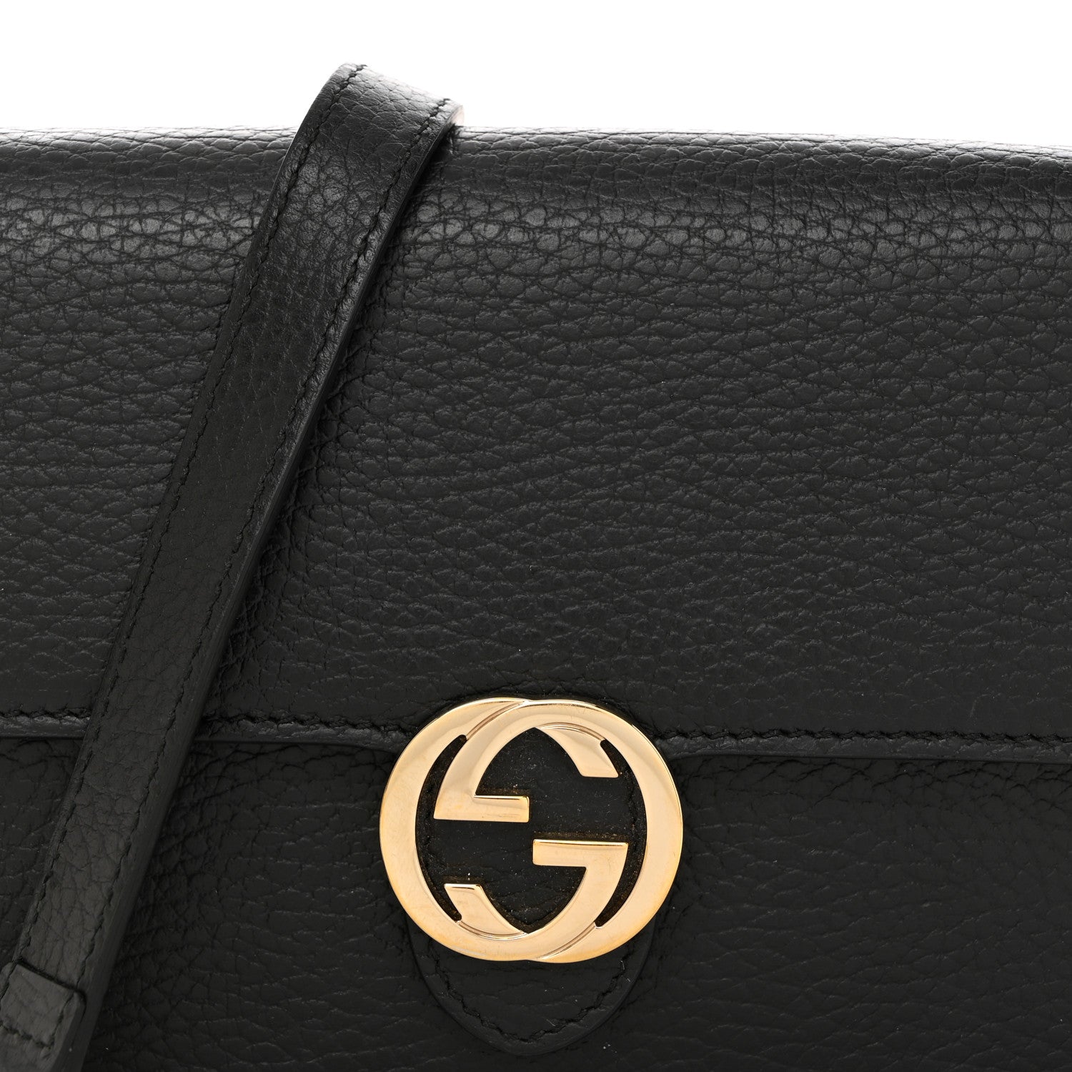 Gucci Dollar Calfskin Interlocking G Chain Wallet Black 8 of 12