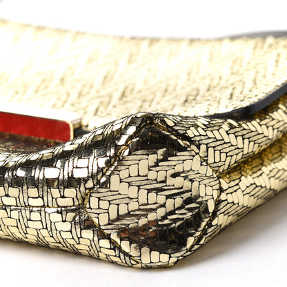 Christian Louboutin Laminated Specchio Chevron Rougissime Clutch Gold 11 of 11