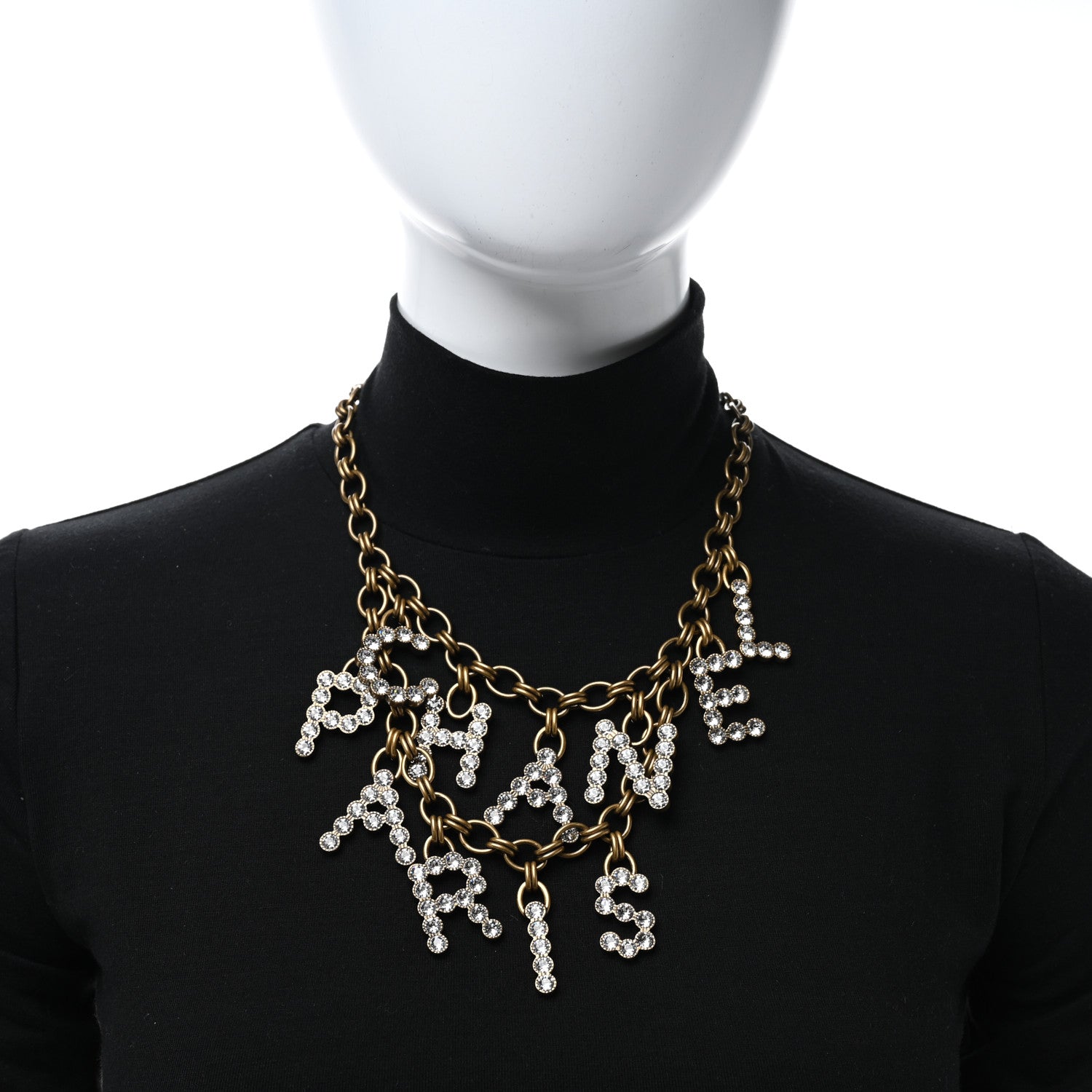 Chanel Crystal City of Lights Letter Chain Necklace Gold 2 of 5