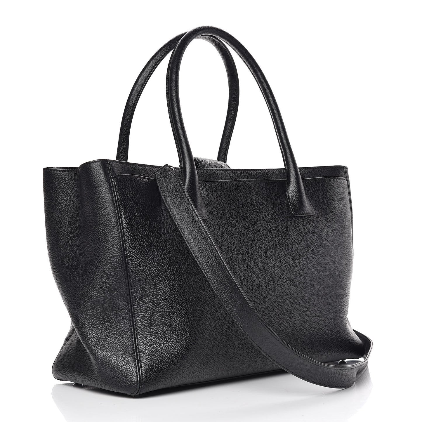 Calfskin Cerf Executive Shopper Tote Black