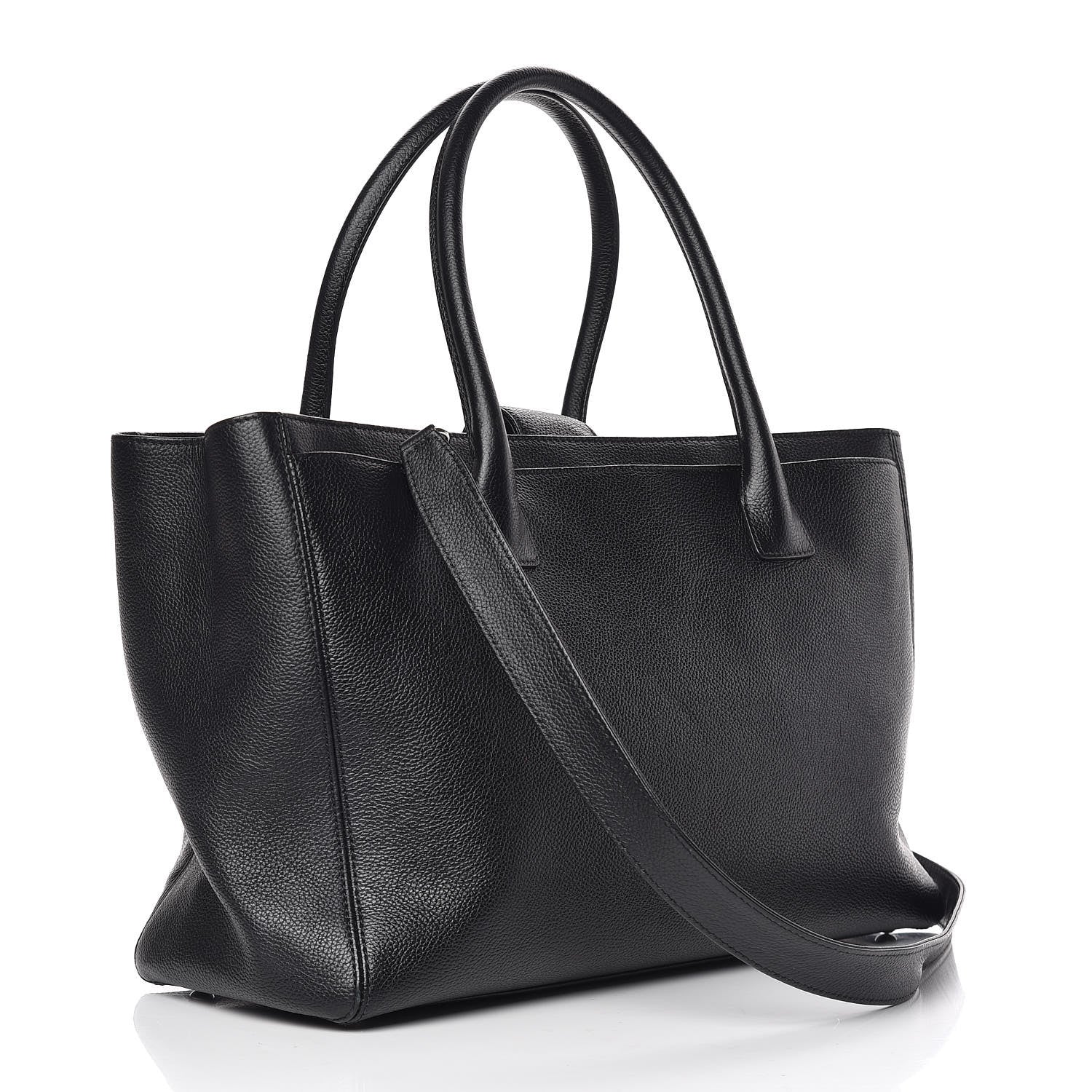 Chanel Calfskin Cerf Executive Shopper Tote Black 3 of 14