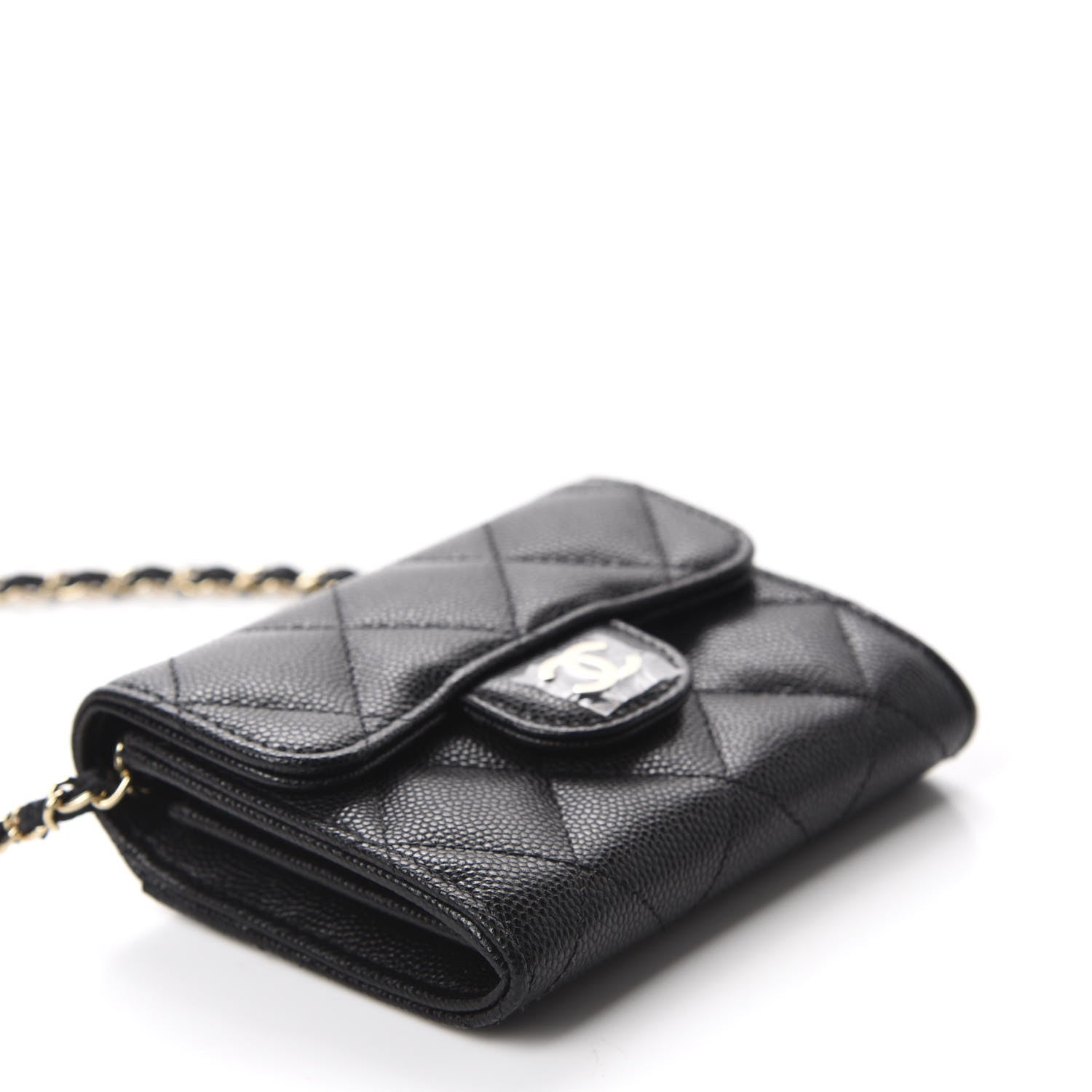 Chanel Caviar Quilted Flap Card Holder On Chain Black 4 of 12