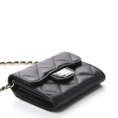 Chanel Caviar Quilted Flap Card Holder On Chain Black 4 of 12