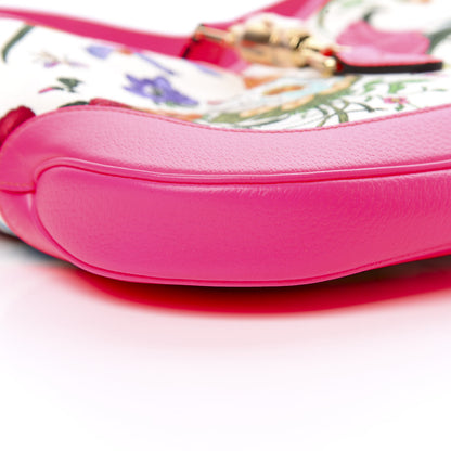 Gucci Canvas Flora Medium Jackie Hobo Fuchsia 10 of 10