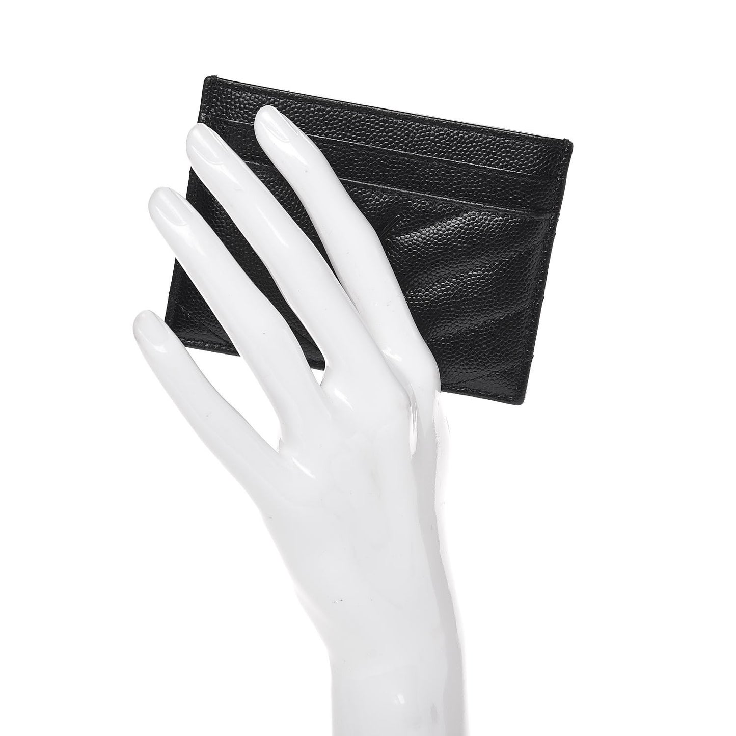 Grain De Poudre Matelasse Chevron Monogram Credit Card Case Black