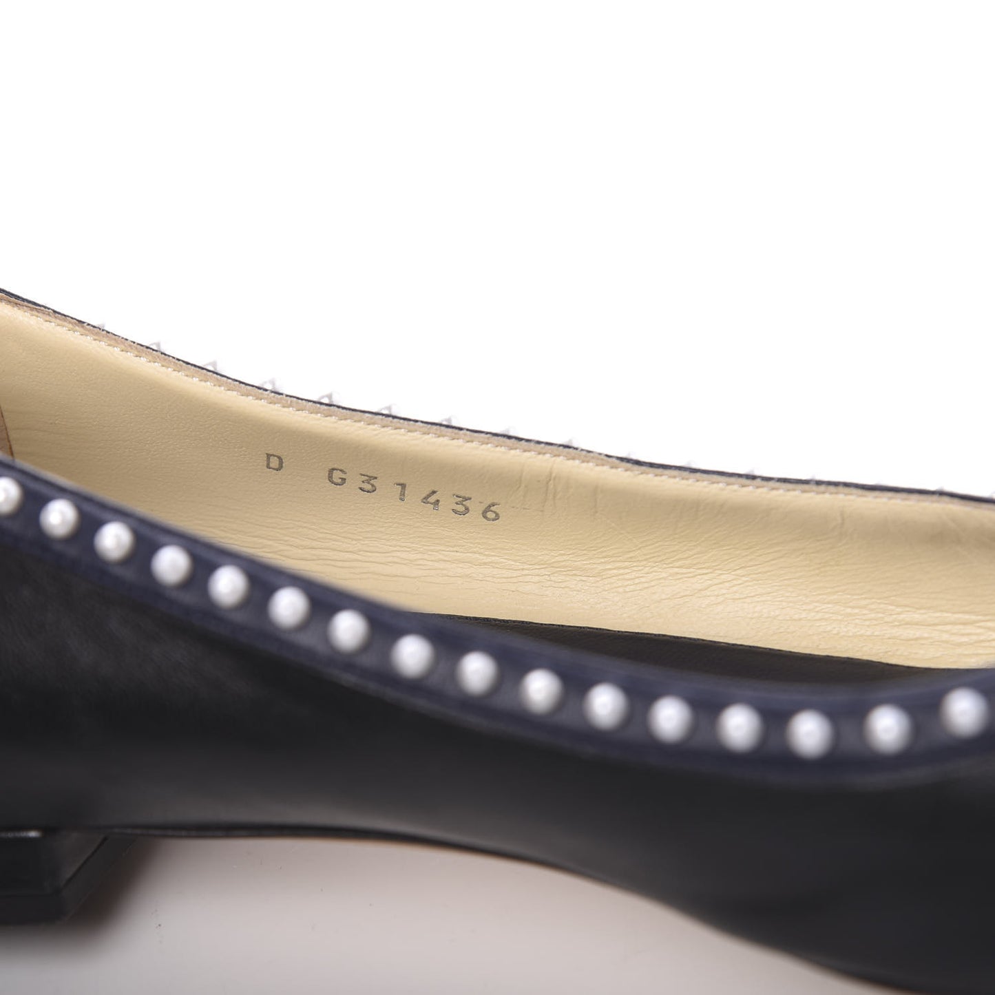 Lambskin Pearl Cap Toe CC Ballerina Flats 40 Black Navy