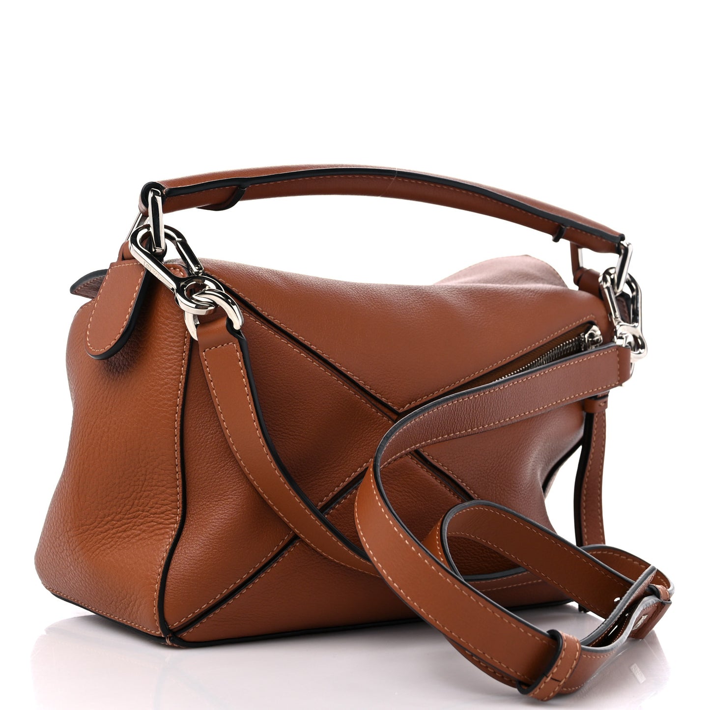 Grained Calfskin Small Puzzle Bag Tan