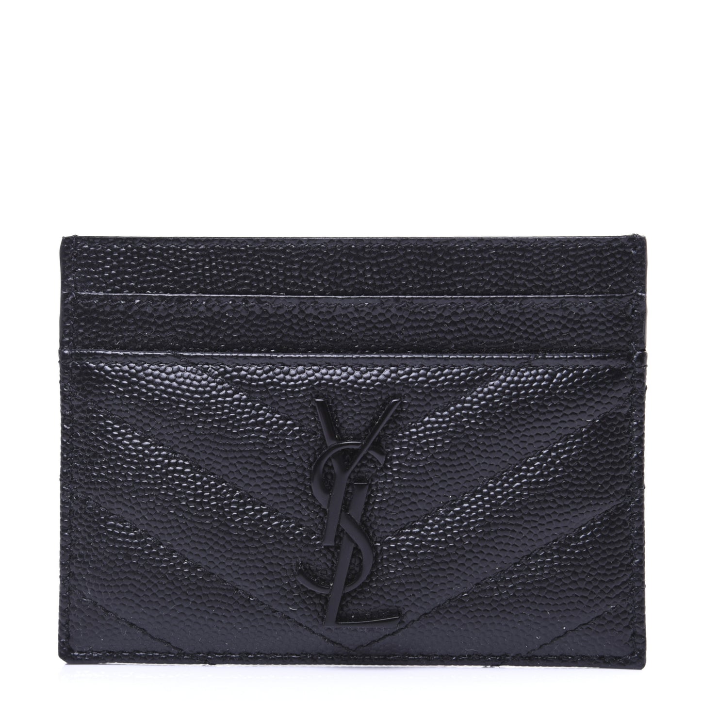 Grain De Poudre Matelasse Chevron Monogram Credit Card Case Black