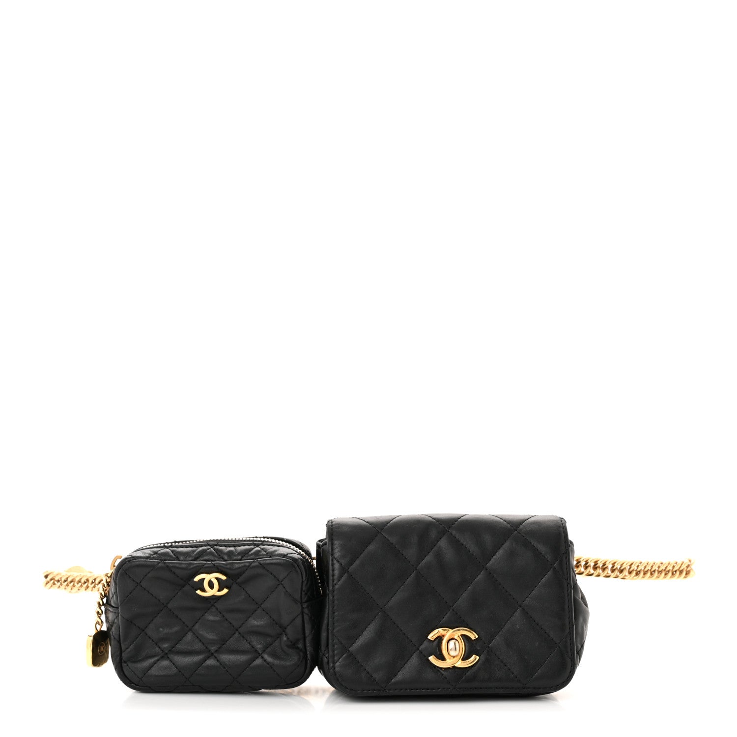 Chanel Lambskin Quilted Enamel CC Waist Bag With Pouch Black 1 of 16