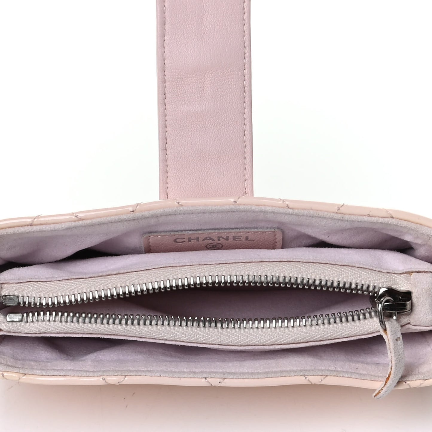 Patent Quilted Mini Phone Holder Clutch Light Pink